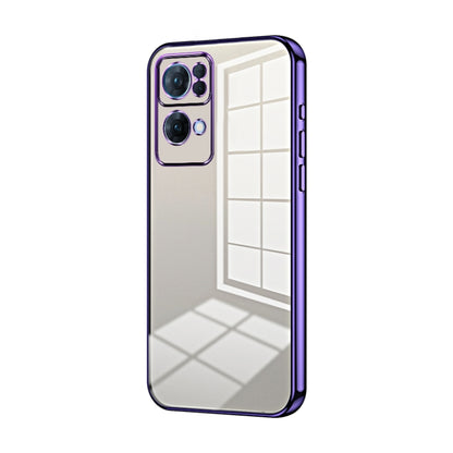 For OPPO Reno7 Pro Transparent Plating Fine Hole Phone Case(Purple) - OPPO Cases by buy2fix | Online Shopping UK | buy2fix