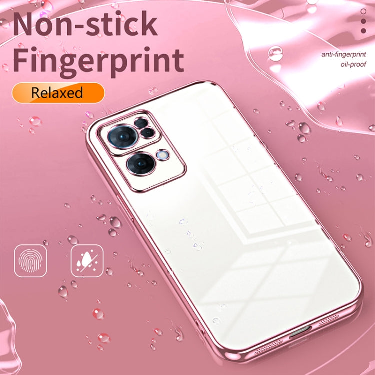 For OPPO Reno7 Pro Transparent Plating Fine Hole Phone Case(Purple) - OPPO Cases by buy2fix | Online Shopping UK | buy2fix