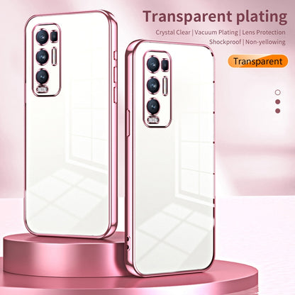 For OPPO Reno5 Pro+ Transparent Plating Fine Hole Phone Case(Blue) - OPPO Cases by buy2fix | Online Shopping UK | buy2fix