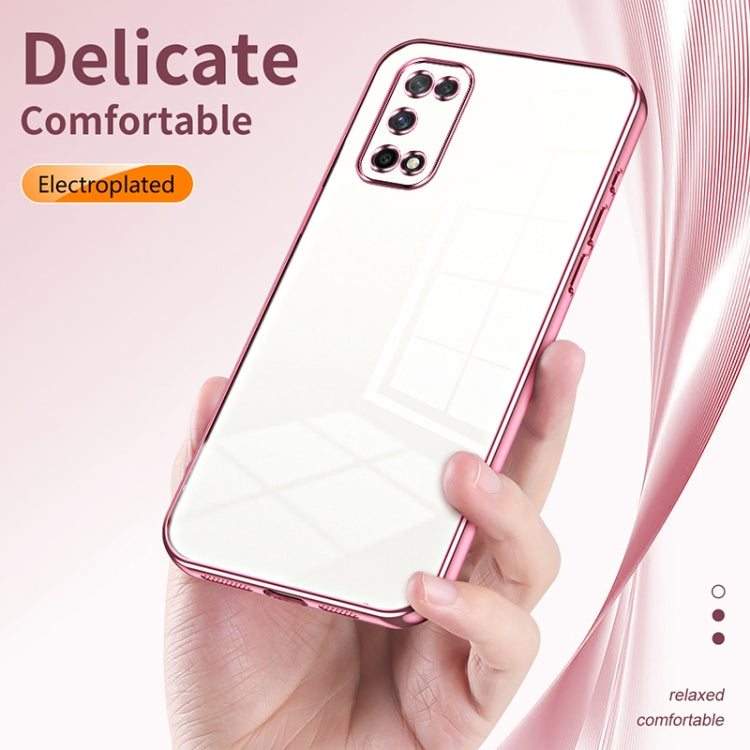 For OPPO K7x / Realme V5 5G Transparent Plating Fine Hole Phone Case(Purple) - OPPO Cases by buy2fix | Online Shopping UK | buy2fix