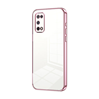 For OPPO K7x / Realme V5 5G Transparent Plating Fine Hole Phone Case(Pink) - OPPO Cases by buy2fix | Online Shopping UK | buy2fix