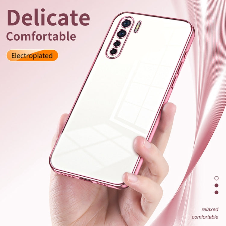 For OPPO Reno3 4G / F15 / A91 Transparent Plating Fine Hole Phone Case(Green) - OPPO Cases by buy2fix | Online Shopping UK | buy2fix