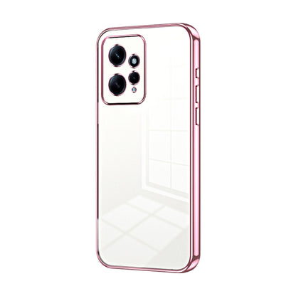 For Xiaomi Redmi Note 12 4G Transparent Plating Fine Hole Phone Case(Pink) - Xiaomi Cases by buy2fix | Online Shopping UK | buy2fix