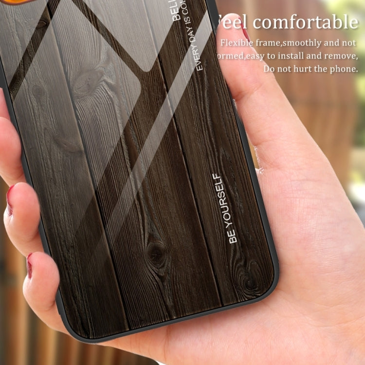 For Samsung Galaxy S24 Ultra 5G Wood Grain Glass Phone Case(Coffee) - Galaxy S24 Ultra 5G Cases by buy2fix | Online Shopping UK | buy2fix