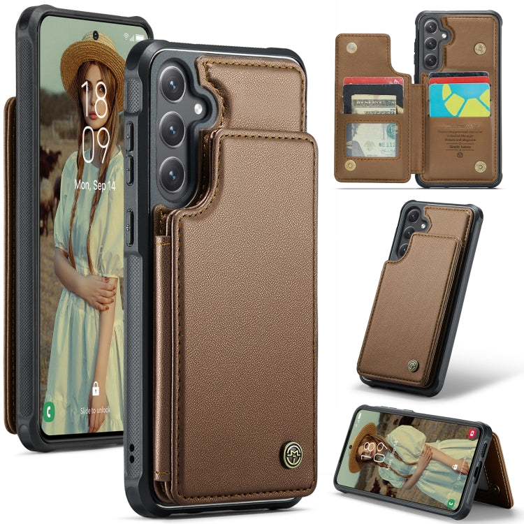 For Samsung Galaxy S24+ 5G CaseMe C22 PC+TPU Business Style RFID Anti-theft Leather Phone Case(Brown) - Galaxy S24+ 5G Cases by CaseMe | Online Shopping UK | buy2fix