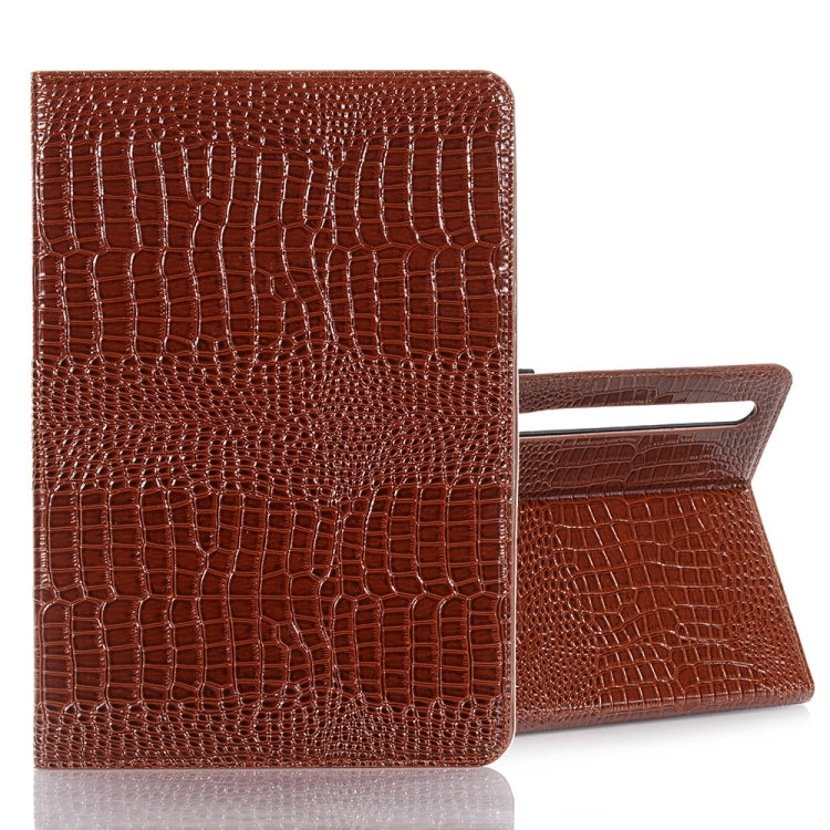 For Samsung Galaxy Tab S9 Crocodile Texture Leather Tablet Case(Brown) - Galaxy Tab S9 Cases by buy2fix | Online Shopping UK | buy2fix