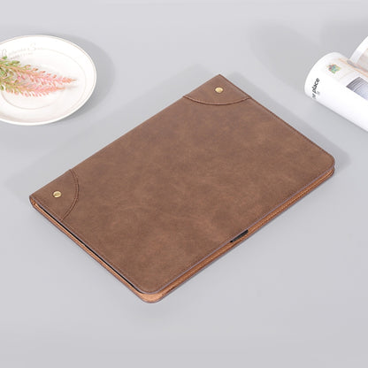 For Samsung Galaxy Tab S9 FE Retro Book Leather Tablet Case(Dark Brown) - Galaxy Tab S9 FE by buy2fix | Online Shopping UK | buy2fix