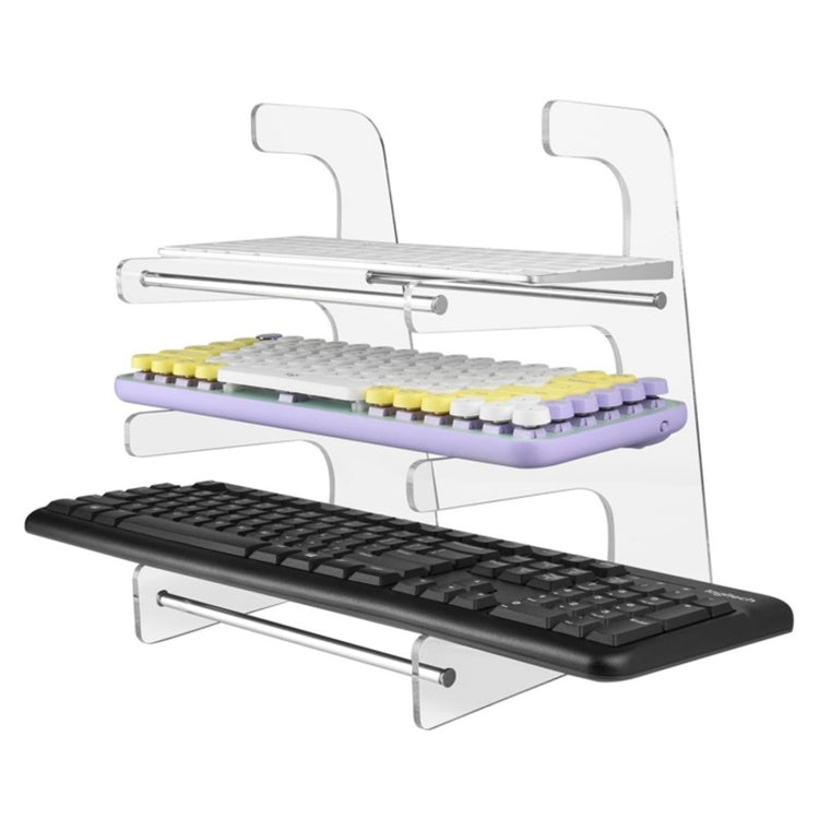 Acrylic Keyboard Storage Bracket Three Layer Keyboard Display Stand(White) - Shelf & Hooks by buy2fix | Online Shopping UK | buy2fix