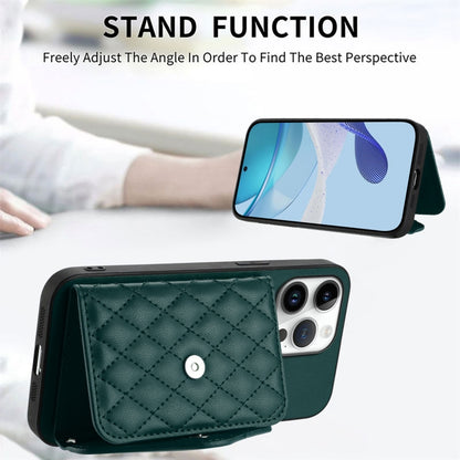 For iPhone 16 Pro Max Rhombic Texture Card Bag RFID Phone Case with Long Lanyard(Green) - iPhone 16 Pro Max Cases by buy2fix | Online Shopping UK | buy2fix