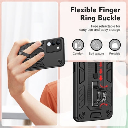 For vivo V29e 5G Variety Brave Armor Finger Loop Holder Phone Case(Black) - vivo Cases by buy2fix | Online Shopping UK | buy2fix
