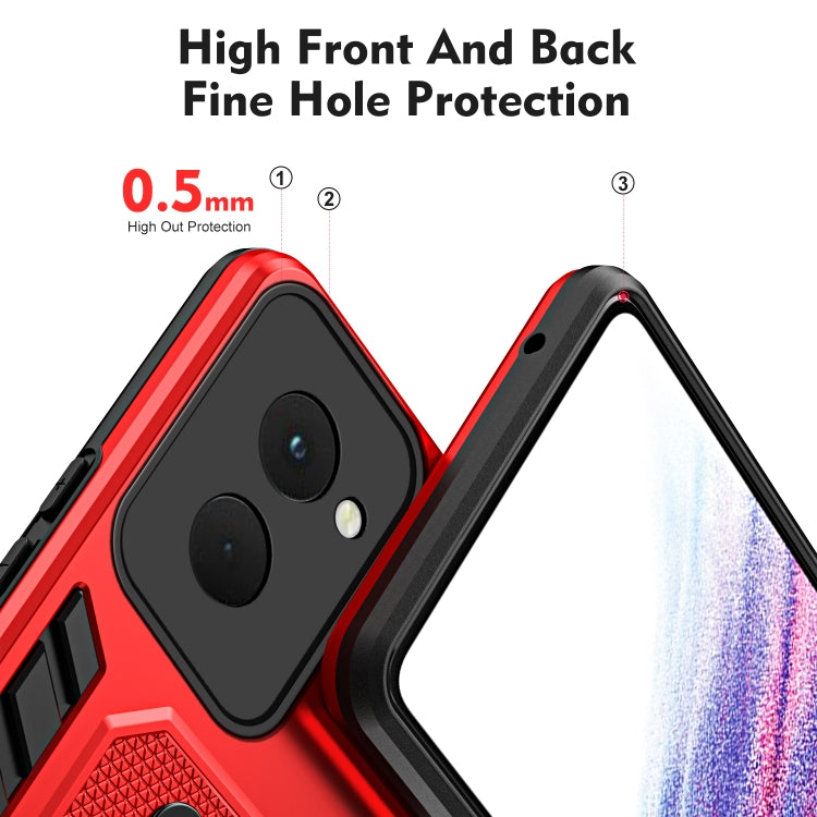 For Motorola Moto G Power 2024 Variety Brave Armor Finger Loop Holder Phone Case(Red) - Motorola Cases by buy2fix | Online Shopping UK | buy2fix