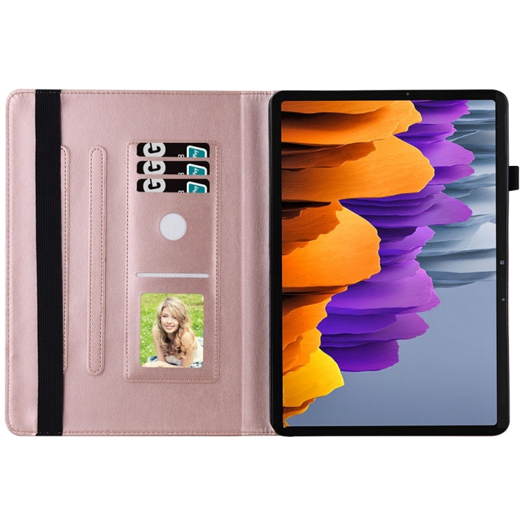 For Samsung Galaxy Tab S9 FE+ / S9+ / S8+ Big Butterfly Embossed Leather Tablet Case(Rose Gold) - Galaxy Tab S9+ Cases by buy2fix | Online Shopping UK | buy2fix