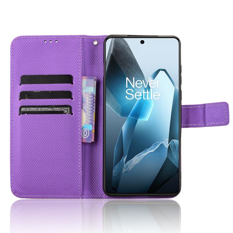 For OnePlus 13 5G Diamond Texture Leather Phone Case(Purple) - OnePlus Cases by buy2fix | Online Shopping UK | buy2fix