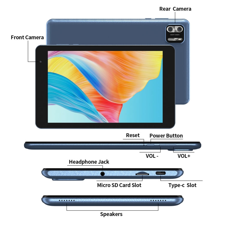 Pritom B8 WiFi Tablet PC 8 inch,  4GB+64GB, Android 13 Allwinner A523 Octa Core CPU Support Google Play(Blue) - Other by PRITOM | Online Shopping UK | buy2fix