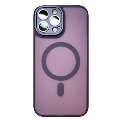 For iPhone 15 Pro Max MagSafe Skin Feel Phone Case with Lens Film(Purple) - iPhone 15 Pro Max Cases by buy2fix | Online Shopping UK | buy2fix