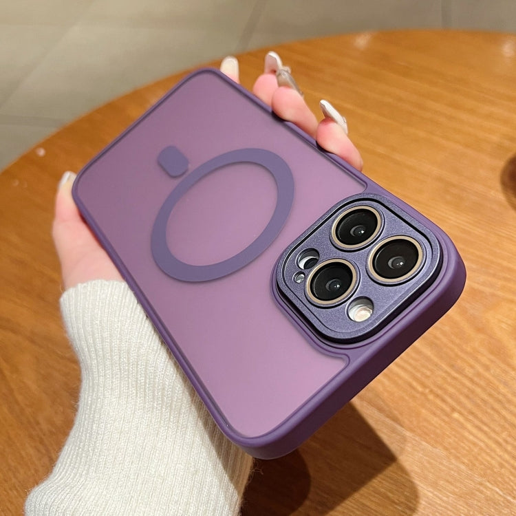 For iPhone 15 Pro Max MagSafe Skin Feel Phone Case with Lens Film(Purple) - iPhone 15 Pro Max Cases by buy2fix | Online Shopping UK | buy2fix