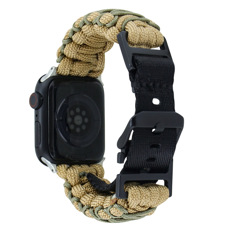 For Apple Watch Ultra 49mm Dual-layer Braided Paracord Buckle Watch Band(Khaki Army Green) - Watch Bands by buy2fix | Online Shopping UK | buy2fix