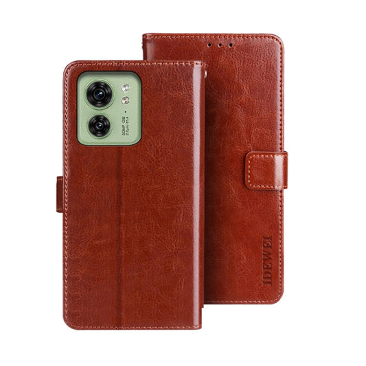 For Motorola Edge 40 5G idewei Crazy Horse Texture Leather Phone Case(Brown) - Motorola Cases by idewei | Online Shopping UK | buy2fix