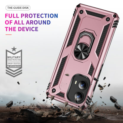 For Motorola Edge 2024 Shockproof TPU + PC Phone Case with Holder(Rose Gold) - Motorola Cases by buy2fix | Online Shopping UK | buy2fix