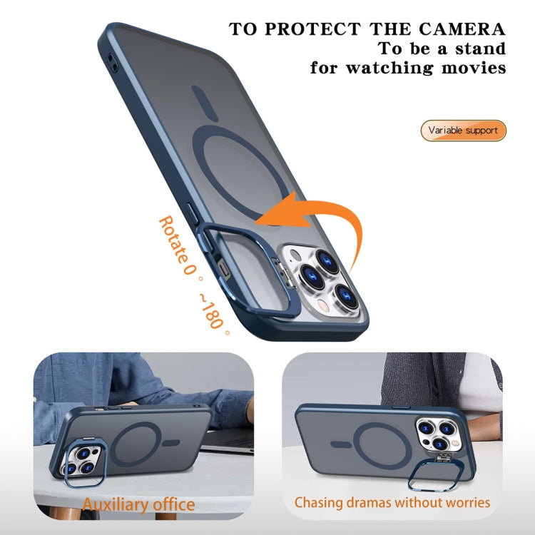 For iPhone 14 Pro Max Metal Invisible Camera Holder MagSafe Magnetic Phone Case(Blue) - iPhone 14 Pro Max Cases by buy2fix | Online Shopping UK | buy2fix