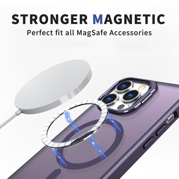 For iPhone 11 Pro Max Metal Invisible Camera Holder MagSafe Magnetic Phone Case(Purple) - iPhone 11 Pro Max Cases by buy2fix | Online Shopping UK | buy2fix