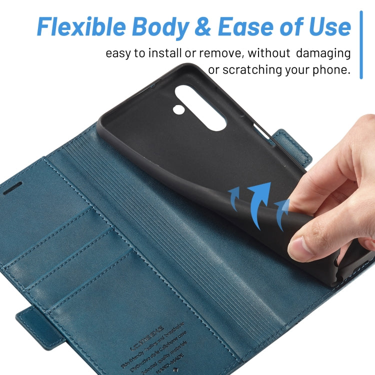 For Samsung Galaxy S24 LC.IMEEKE Skin-friendly Card Slots Leather Phone Case(Blue) - Galaxy S24 5G Cases by LC.IMEEKE | Online Shopping UK | buy2fix