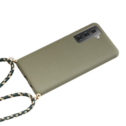 For Samsung Galaxy A05s EU Wheat Straw Material + TPU Phone Case with Lanyard(Army Green) - Galaxy Phone Cases by buy2fix | Online Shopping UK | buy2fix