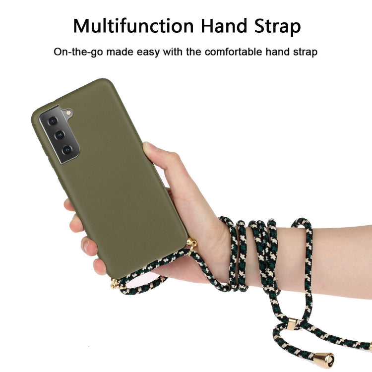 For Samsung Galaxy A05s EU Wheat Straw Material + TPU Phone Case with Lanyard(Army Green) - Galaxy Phone Cases by buy2fix | Online Shopping UK | buy2fix