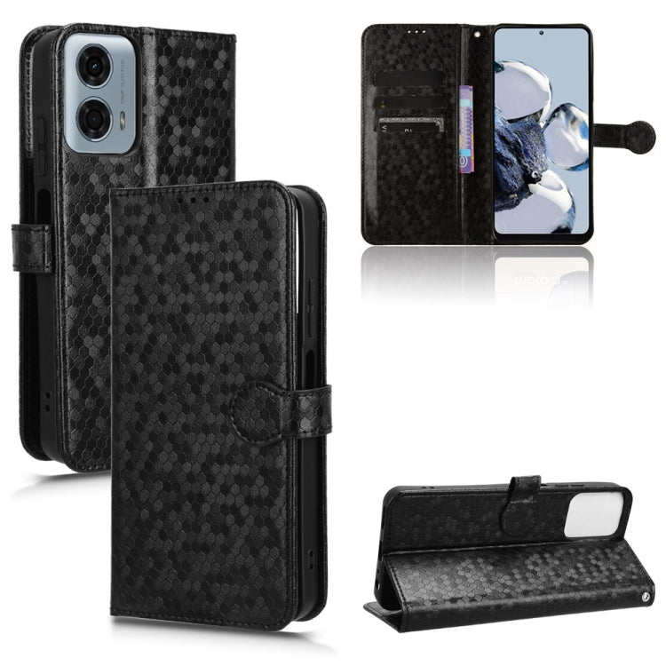 For Motorola Moto G Power 5G 2024 Honeycomb Dot Texture Leather Phone Case(Black) - Motorola Cases by buy2fix | Online Shopping UK | buy2fix