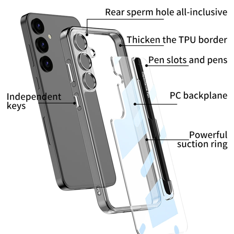 For Samsung Galaxy S24+ 5G GKK Space Frame Transparent PC + TPU Phone Case with Pen(Transparent) - Galaxy S24+ 5G Cases by GKK | Online Shopping UK | buy2fix