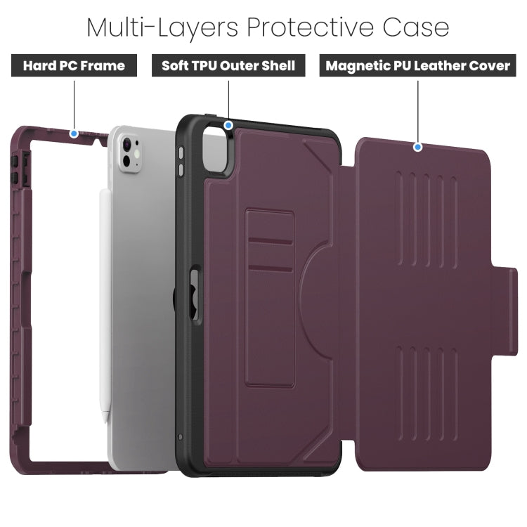 For iPad Pro 11 2024 Notebook Magnetic Leather Tablet Case(Purple) - iPad Pro 11 2024 Cases by buy2fix | Online Shopping UK | buy2fix