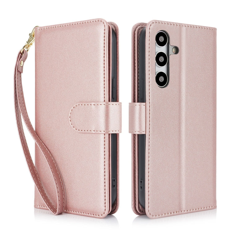 For Samsung Galaxy S24 / S25 5G Multi-Card Wallet RFID Leather Phone Case(Rose Gold) - Galaxy S24 5G Cases by buy2fix | Online Shopping UK | buy2fix