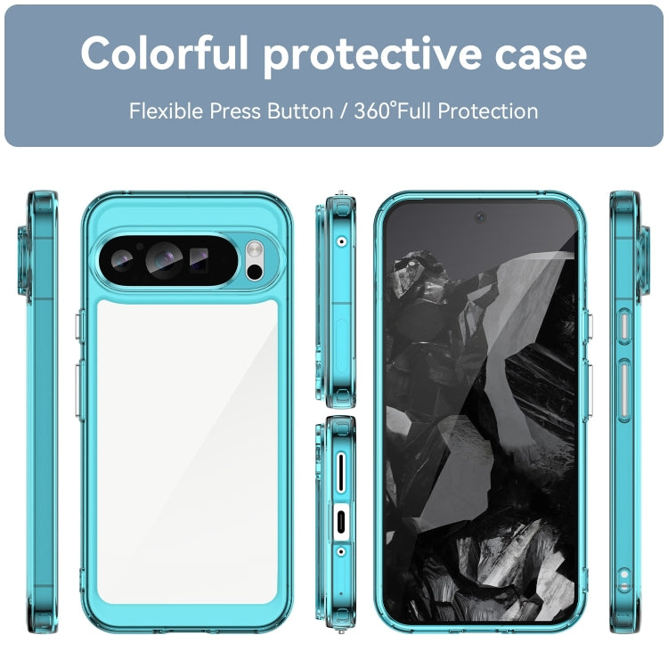 For Google Pixel 9 Pro Colorful Series Acrylic Hybrid TPU Phone Case(Transparent Blue) - Google Cases by buy2fix | Online Shopping UK | buy2fix