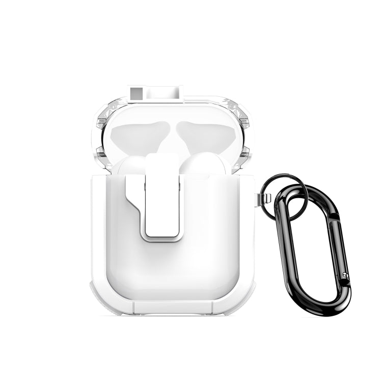 For AirPods 1/2 DUX DUCIS PECN Series Split Two-color Transparent Earphone Case with Hook(White) - For AirPods 1/2 by DUX DUCIS | Online Shopping UK | buy2fix