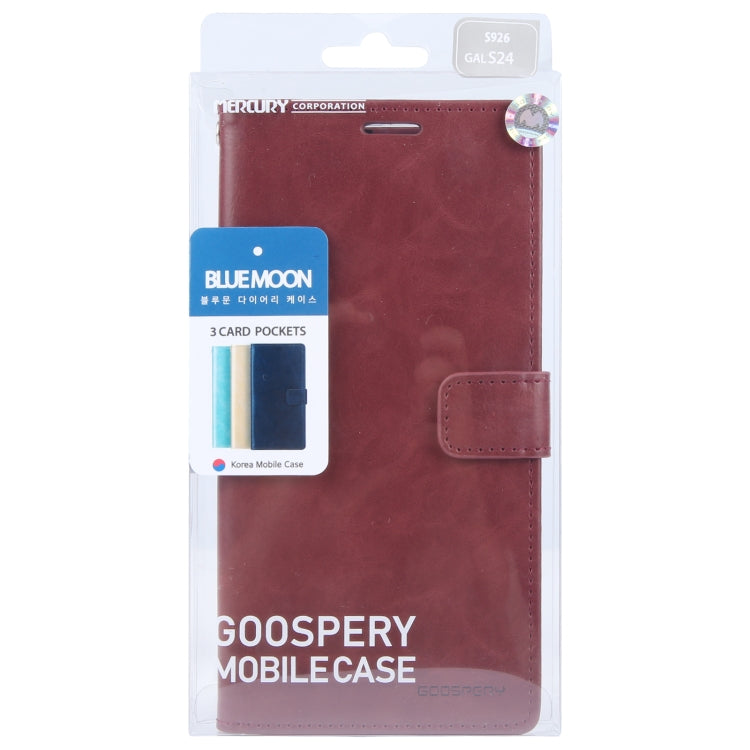 For Samsung Galaxy S24 5G GOOSPERY BLUE MOON Crazy Horse Texture Leather Phone Case(Wine Red) - Galaxy S24 5G Cases by GOOSPERY | Online Shopping UK | buy2fix