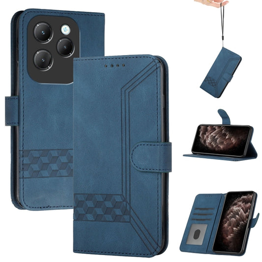 For Infinix Hot 40 Cubic Skin Feel Flip Leather Phone Case(Blue) - Infinix Cases by buy2fix | Online Shopping UK | buy2fix