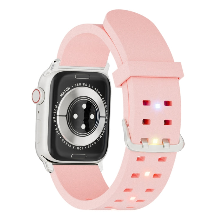 For Apple Watch Series 7 41mm Luminous Colorful Light Silicone Watch Band(Pink) - Watch Bands by buy2fix | Online Shopping UK | buy2fix