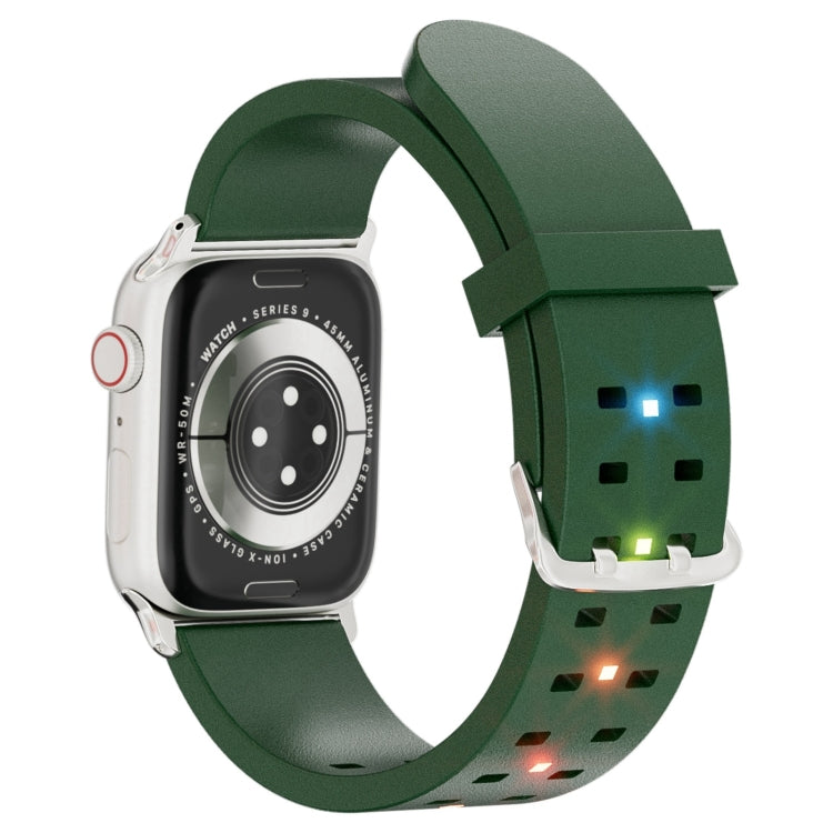 For Apple Watch Series 6 44mm Luminous Colorful Light Silicone Watch Band(Green) - Watch Bands by buy2fix | Online Shopping UK | buy2fix