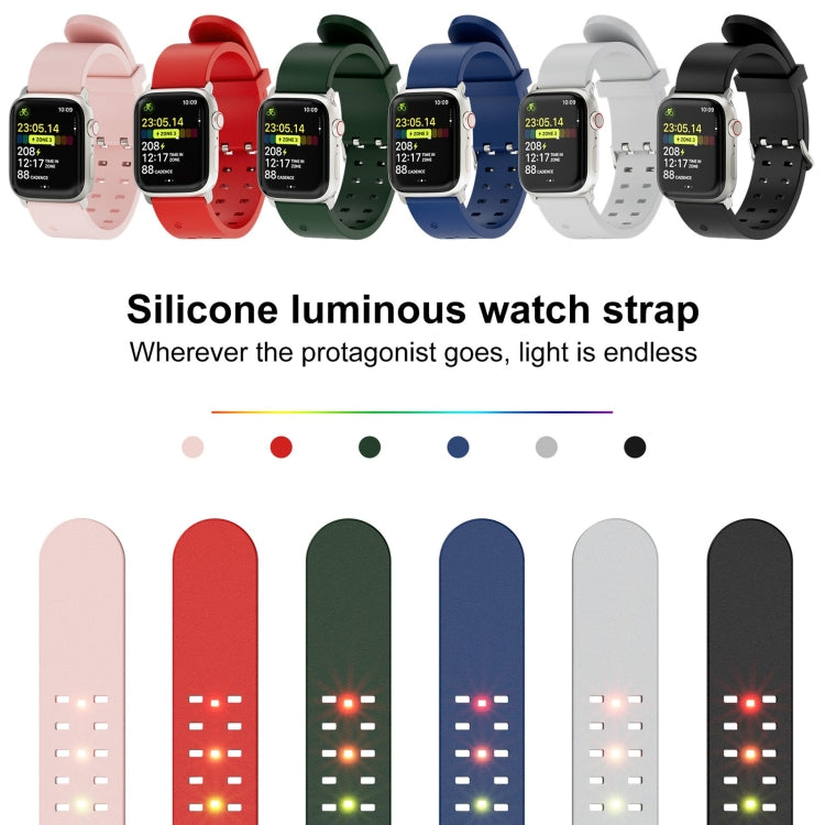 For Apple Watch Series 8 45mm Luminous Colorful Light Silicone Watch Band(Black) - Watch Bands by buy2fix | Online Shopping UK | buy2fix