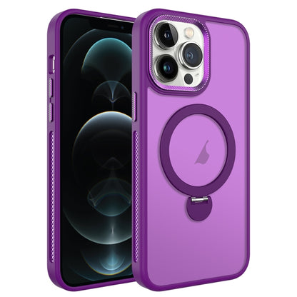 For iPhone 12 Pro Max MagSafe Magnetic Holder Breathable Phone Case(Purple) - iPhone 12 Pro Max Cases by buy2fix | Online Shopping UK | buy2fix