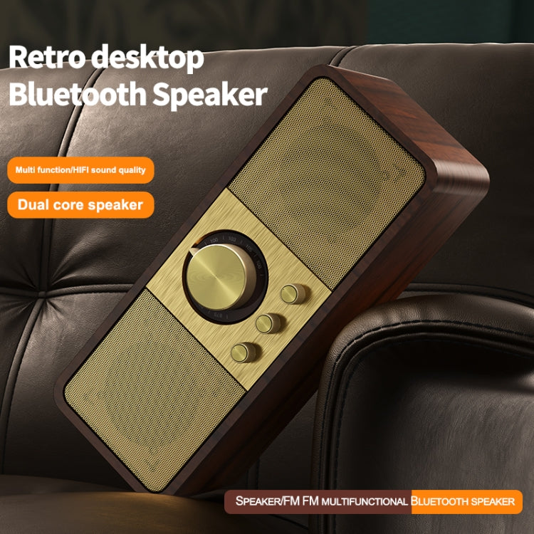 OneDer JY82 Wooden Retro Styling Wireless Speaker HIFI Classic FM Radio Support TF / U-Disk / AUX(Walnut Wood) - Desktop Speaker by OneDer | Online Shopping UK | buy2fix