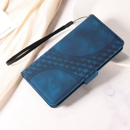 For iPhone 16 Plus Embossed Rhombus Starry Leather Phone Case(Blue) - More iPhone Cases by buy2fix | Online Shopping UK | buy2fix