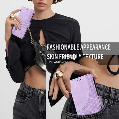 For iPhone 16 Embossed Rhombus Starry Leather Phone Case(Purple) - More iPhone Cases by buy2fix | Online Shopping UK | buy2fix