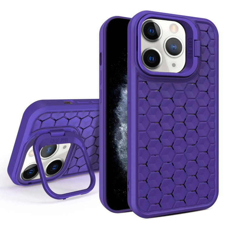 For iPhone 11 Pro Max Honeycomb Radiating Lens Holder Magsafe Phone Case(Purple) - iPhone 11 Pro Max Cases by buy2fix | Online Shopping UK | buy2fix