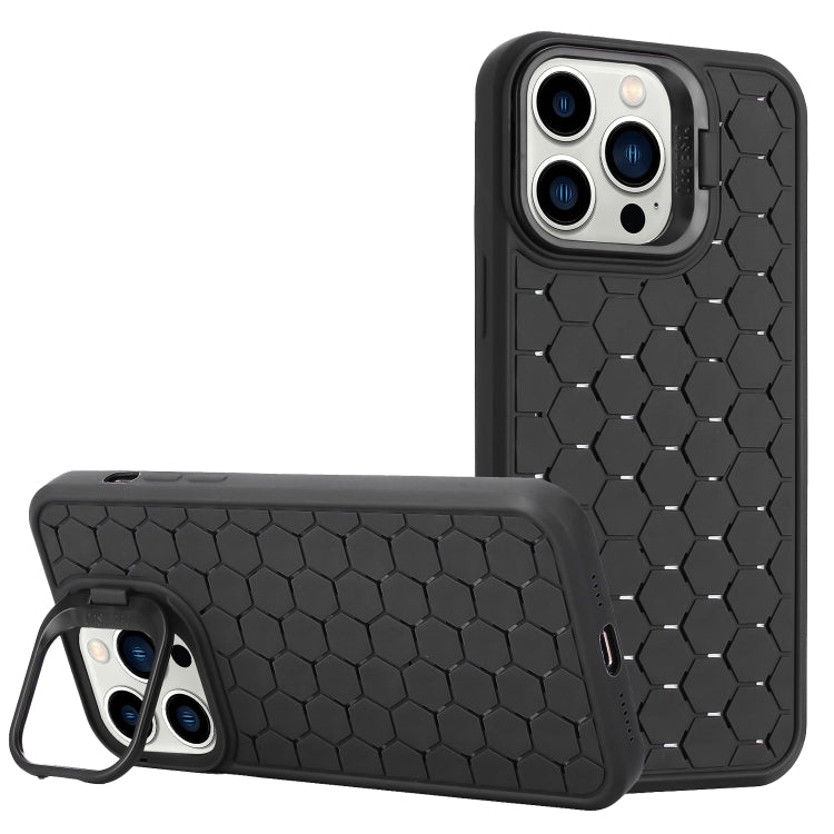 For iPhone 16 Pro Max Honeycomb Radiating Lens Holder Magsafe Phone Case(Black) - iPhone 16 Pro Max Cases by buy2fix | Online Shopping UK | buy2fix