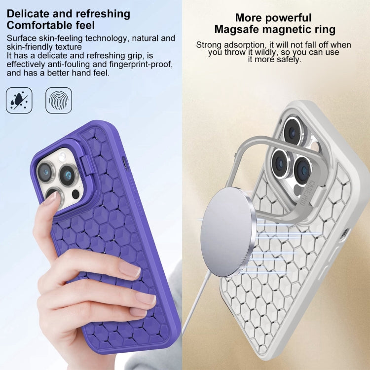 For iPhone 11 Pro Max Honeycomb Radiating Lens Holder Magsafe Phone Case(Grey) - iPhone 11 Pro Max Cases by buy2fix | Online Shopping UK | buy2fix