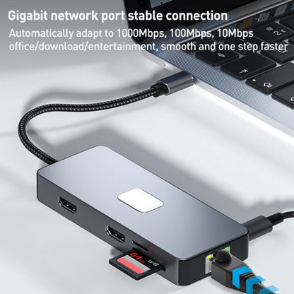 BYL-2315 10 in 1 Type-C to PD100W + USB3.0 + HDMI + RJ45 + SD/TF HUB Docking Station(Space Grey) - USB HUB by buy2fix | Online Shopping UK | buy2fix