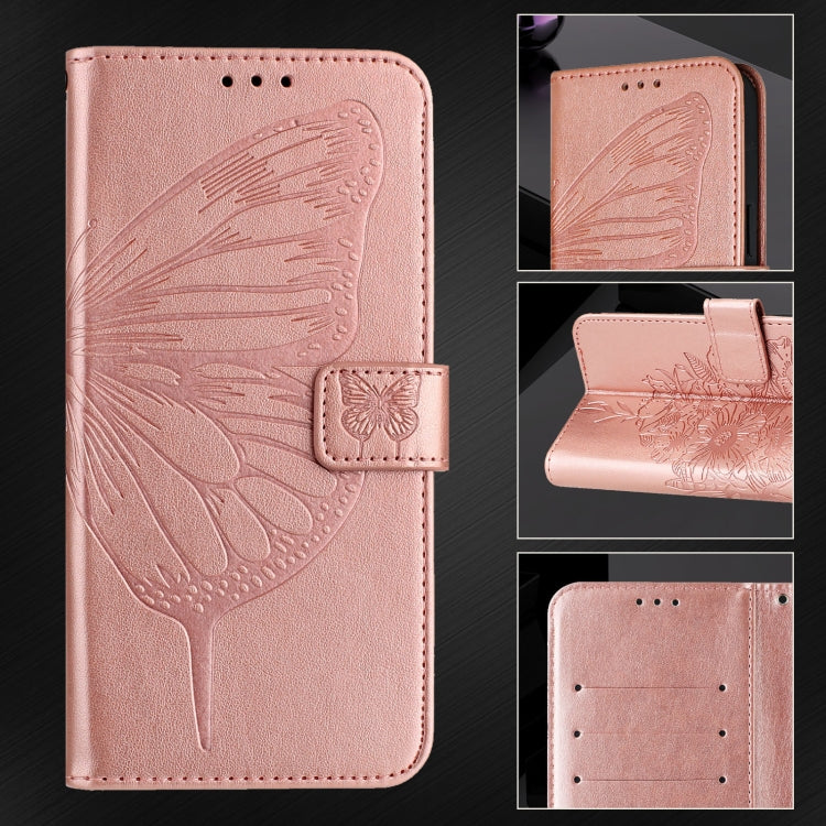 For Google Pixel 9 Pro XL Embossed Butterfly Leather Phone Case(Rose Gold) - Google Cases by buy2fix | Online Shopping UK | buy2fix