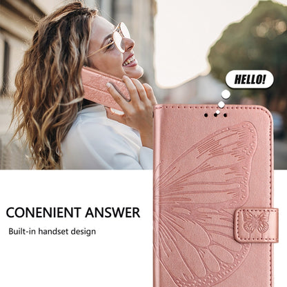 For Google Pixel 9 Pro XL Embossed Butterfly Leather Phone Case(Rose Gold) - Google Cases by buy2fix | Online Shopping UK | buy2fix