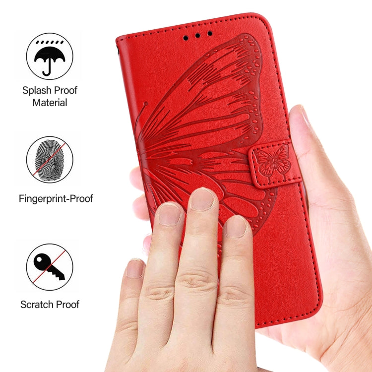 For Google Pixel 9 Pro XL Embossed Butterfly Leather Phone Case(Red) - Google Cases by buy2fix | Online Shopping UK | buy2fix